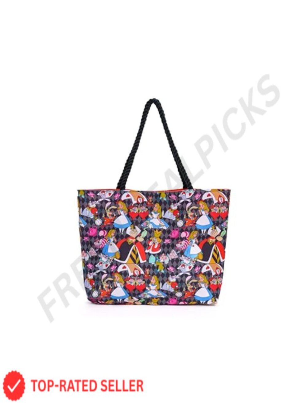 Disney Alice in Wonderland Tote Bag Canvas Queens Cheshire Cat Shoulder Purse